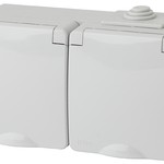 11-2604-03 ЭРА Розетка 2х2P+E гориз. IP65, шторки, 16A-250В, ОУ, серый (5/50/1000)