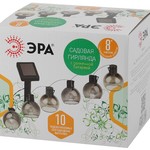 ERAGS08-06 ЭРА Садовая гирлянда 10 подсвечиваемых  светодиодами лампочек.Общая длина от солнечной па