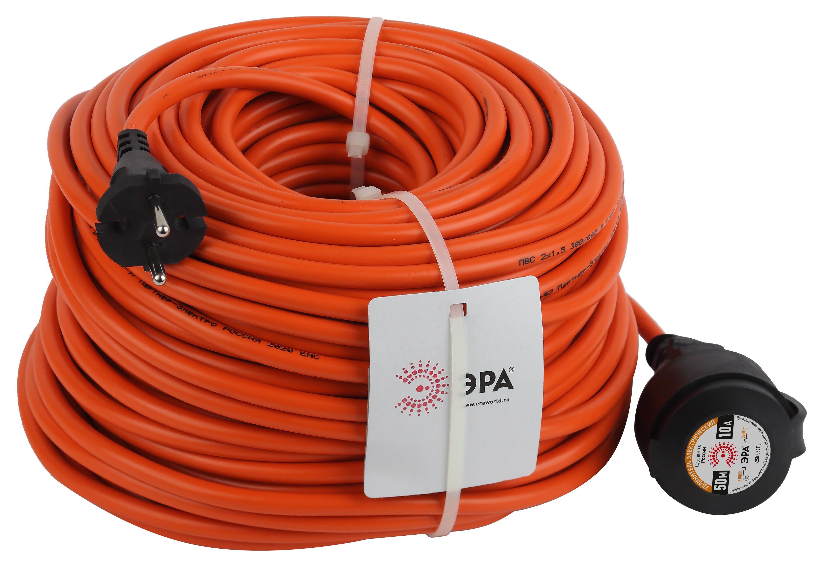Удлинитель силовой ЭРА  UPx-1-2x1.5-50m-IP44 в бухте, без заземления, длина провода 50м