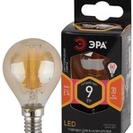 F-LED P45-9W-827-E14 gold ЭРА (филамент, шар золот, 9Вт, тепл, E14) (10/100/3600)