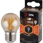 F-LED P45-9W-827-E27 gold ЭРА (филамент, шар золот, 9Вт, тепл, E27) (10/100/3600)