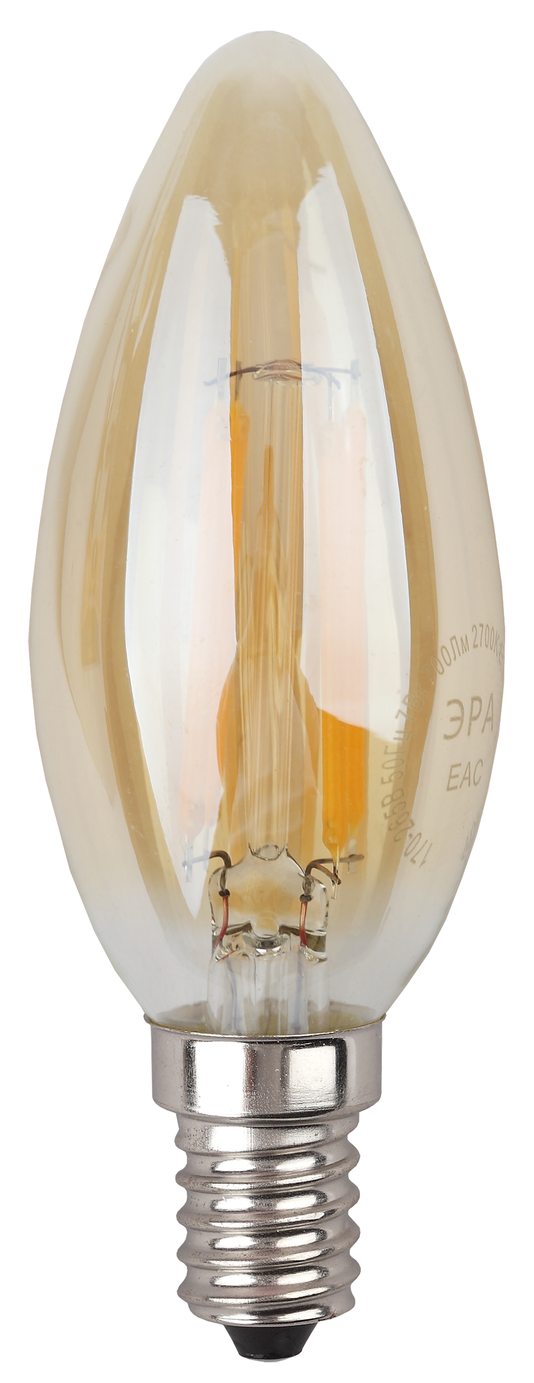 F-LED B35-9W-840-E14 gold ЭРА (филамент, свеча золот, 9Вт, нетр, E14) (10/100/4000)