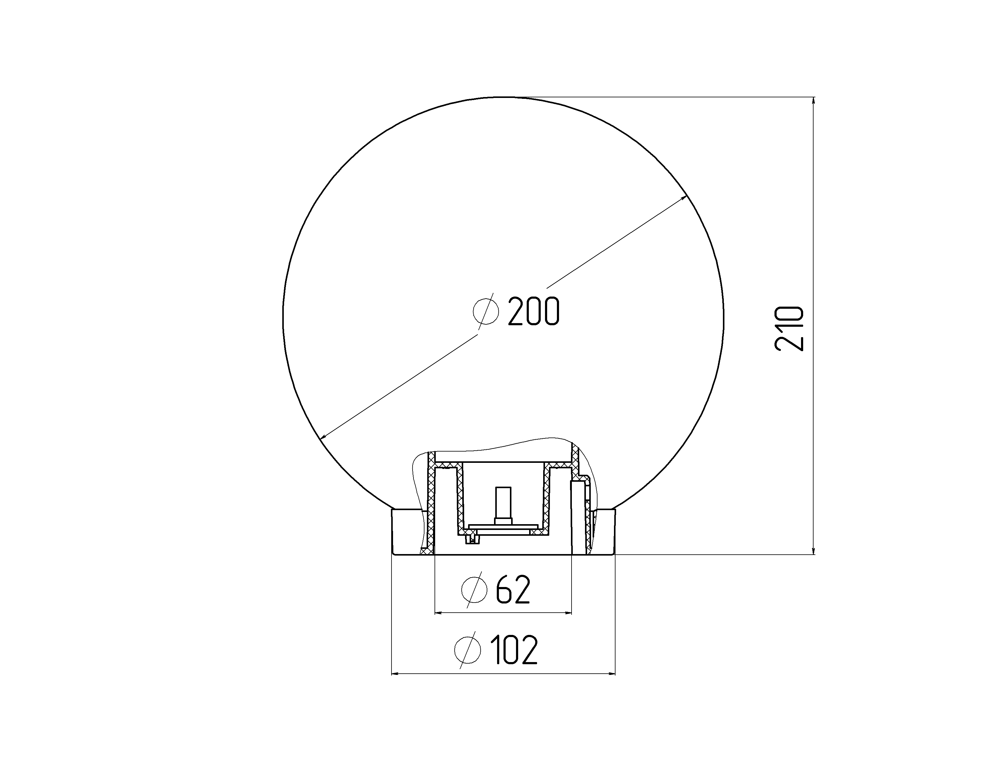 НТУ 01-60-202 ЭРА Светильник садово-парковый шар прозрачный D200mm Е27 (6/90)