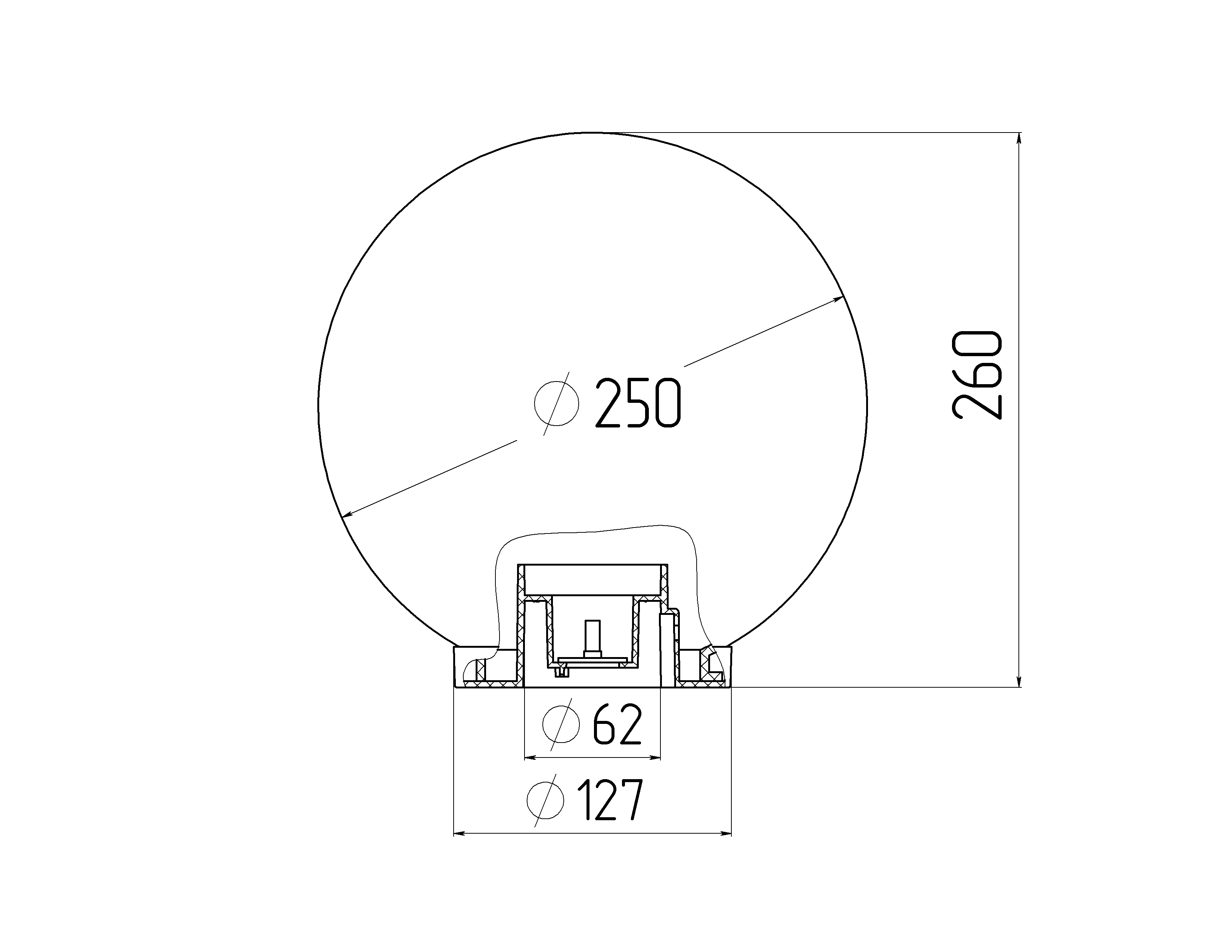 НТУ 02-60-255 ЭРА Светильник садово-парковый шар дымчатый призма D250mm Е27 (6/48)