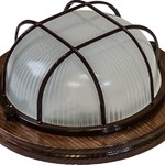 НБО 03-60-022 ЭРА Светильник Кантри дерево/стекло решетка IP54 E27 max 60Вт D220 КРУГ ОРЕХ (8/112)