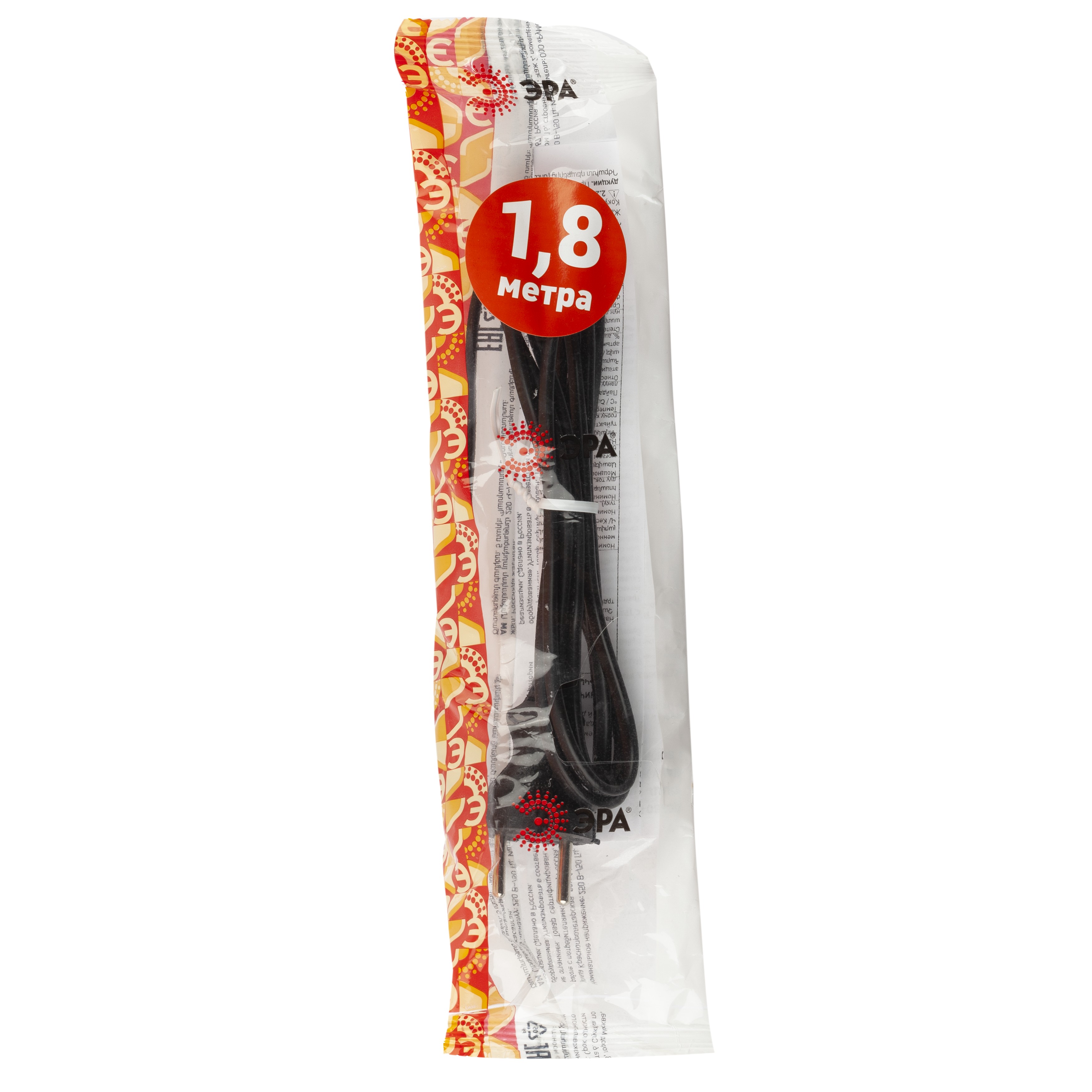 Шнур для бра ЭРА  UX-ШВВП-2x0,75-1,8m-B 1,8м ШВВП 2x0,75мм2 черный