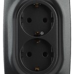 12-2108-05 ЭРА Розетка 2X2P+E Schuko со шторками, 16A-250В, IP20, Эра12, антрацит (10/100/2000)