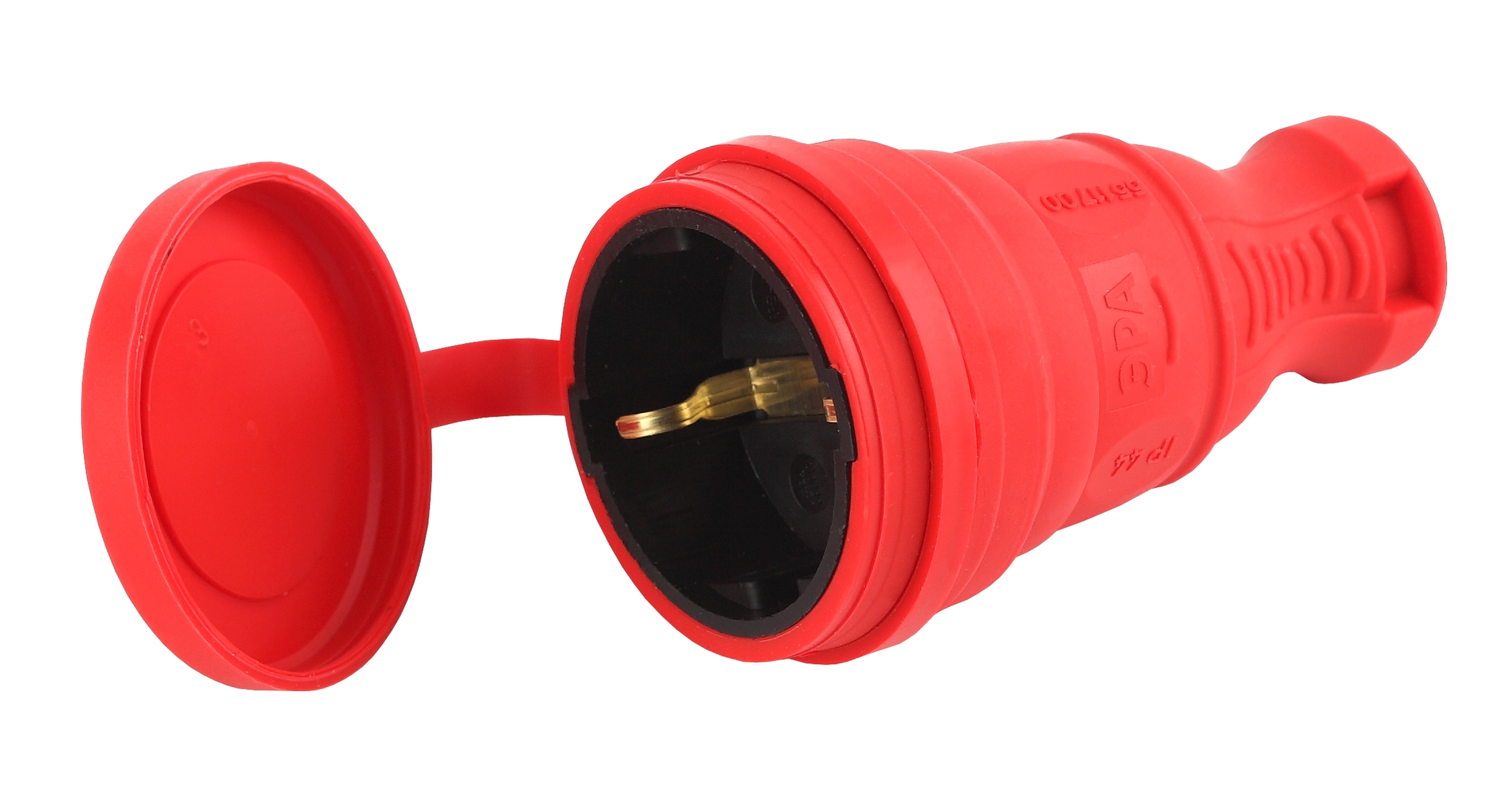 R8-RED-IP44 ЭРА Разъём каучуковый c/з  прямой 16A IP44 красный (25/250/1500)