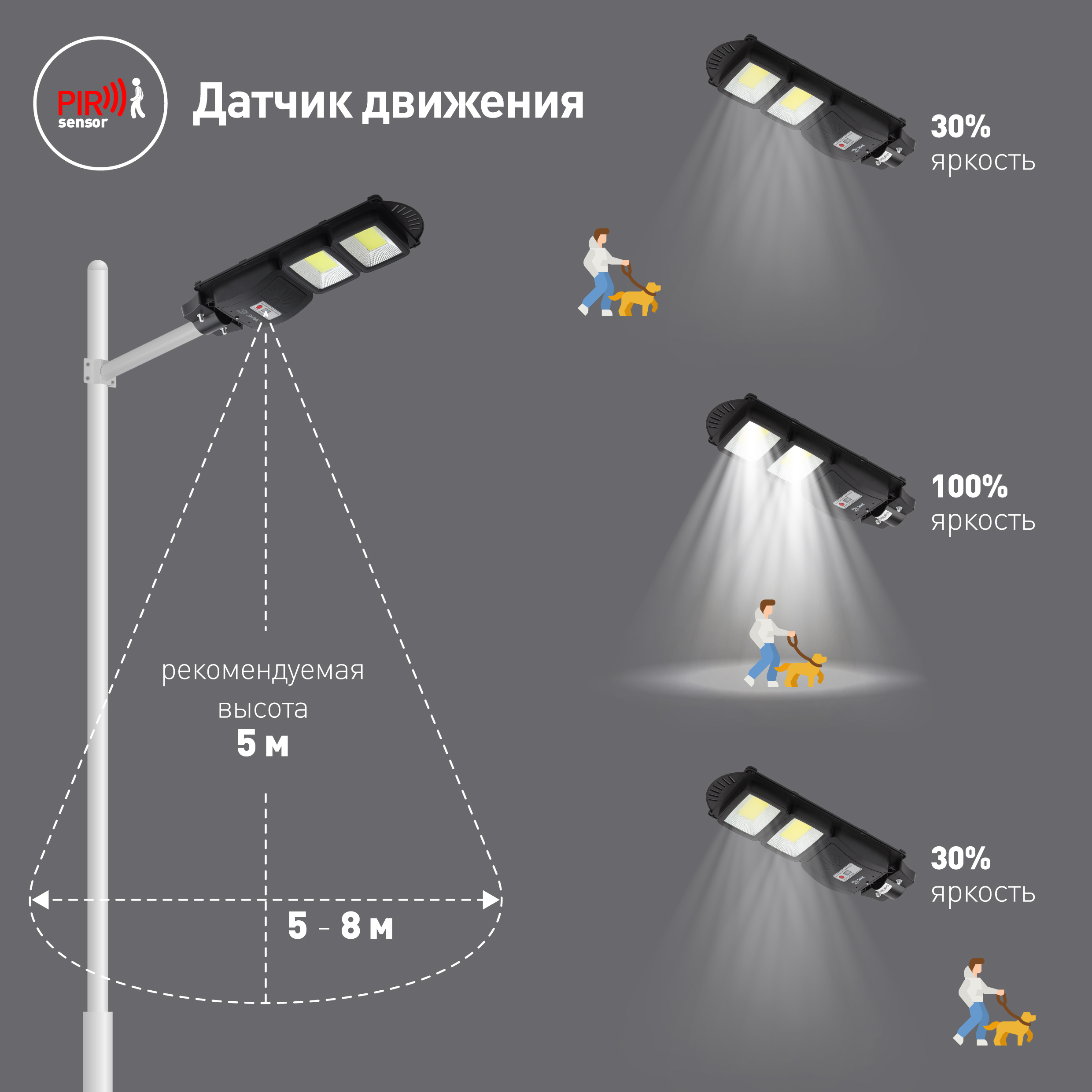 ЭРА Консольный светильник на солн. бат.,COB,40W, с датч. движ.,ПДУ,750lm, 5000К, IP65 (6/126)