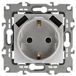 12-4109-03 ЭРА Розетка 2P+E 16A-250В, штор. с 2xUSB 5В-3А, Эра12, алюминий (10/100/2000)