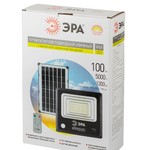 ЭРА Прожектор светодиодный уличный на солн. бат. 100W, 1200 lm, 5000K, с датч. движения, ПДУ, IP65 (
