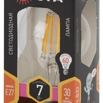 F-LED A60-7W-827-E27 ЭРА (филамент, груша, 7Вт, тепл, Е27) (10/100/2000)