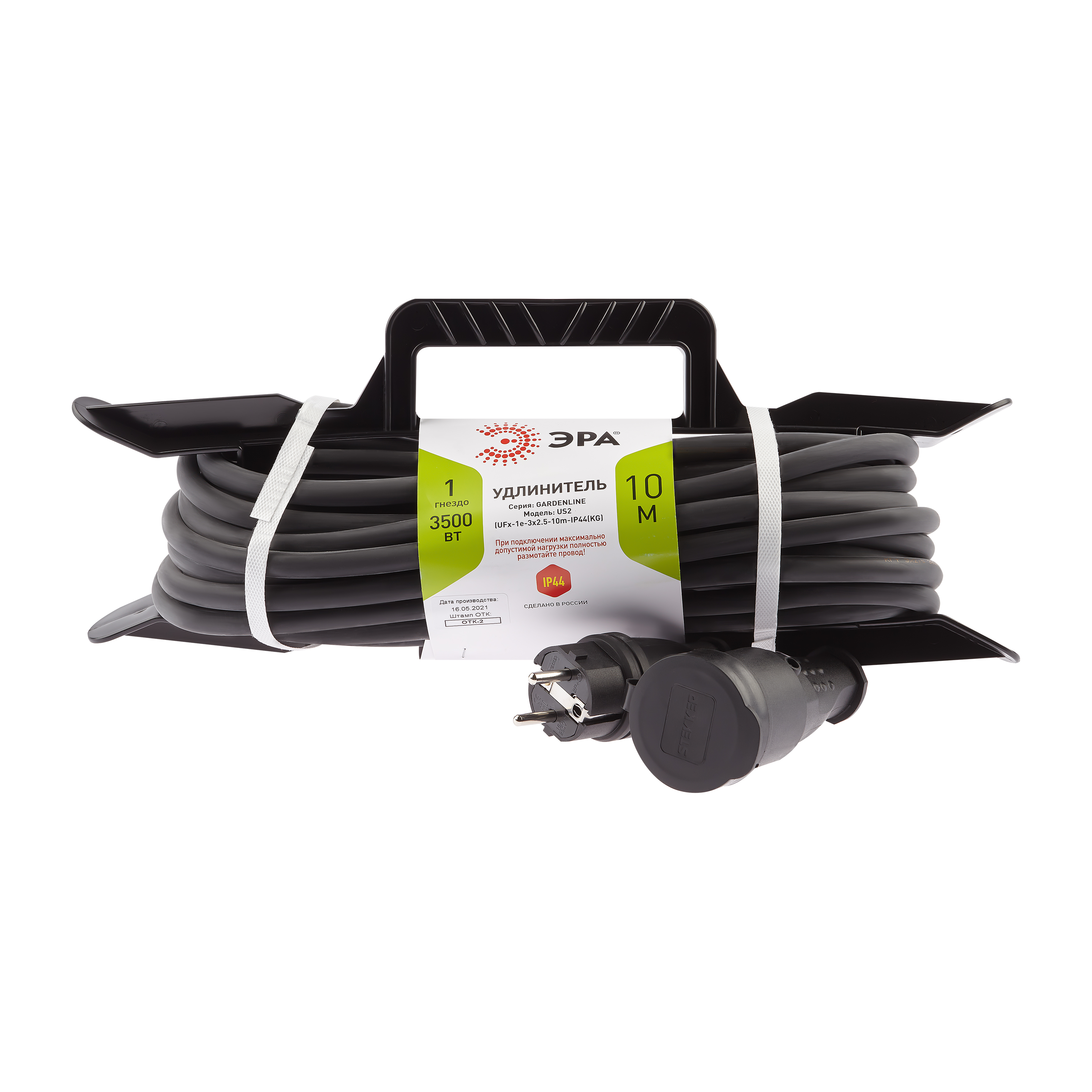 Удлинитель силовой ЭРА  UFx-1e-3x2,5-10m-IP44(KG) на рамке с заземлением 1 розетка 10 м КГ 3х2,5мм2