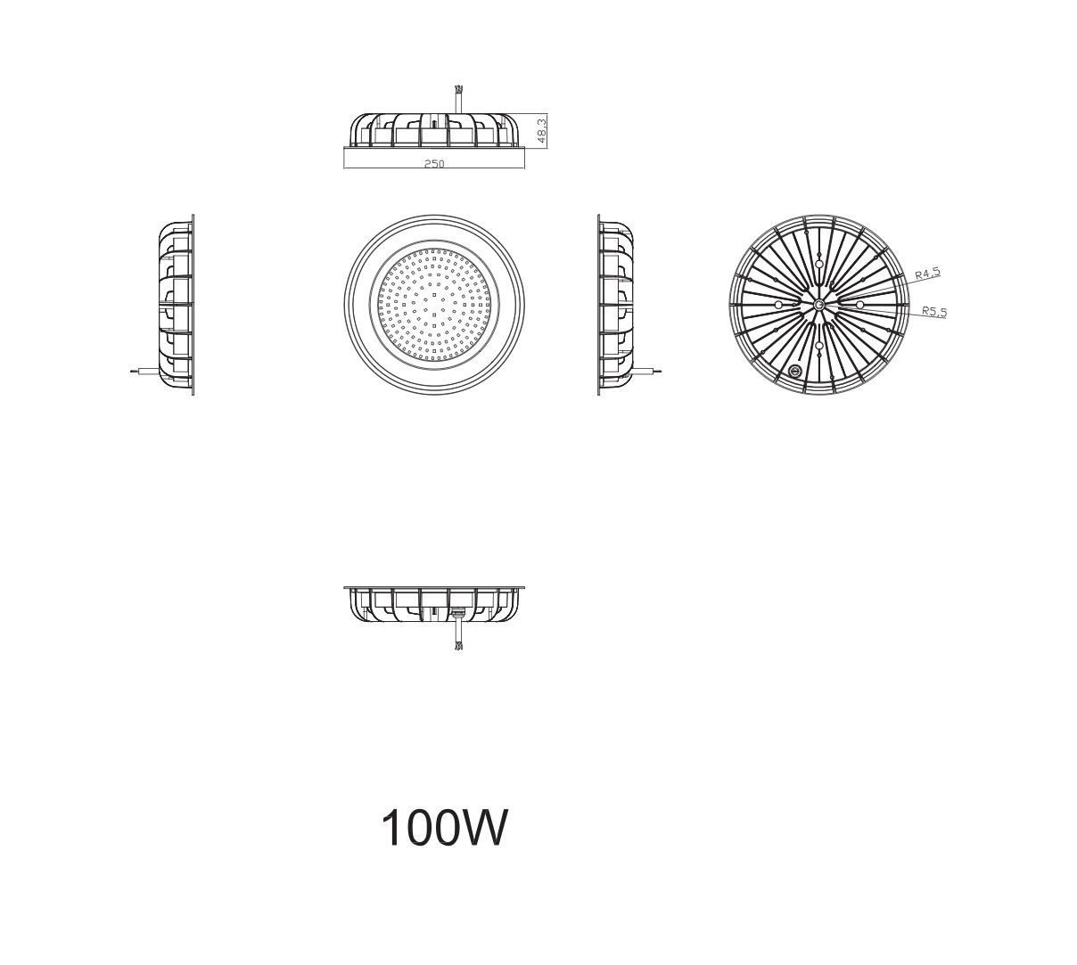 SPP-402-0-50K-100 ЭРА Cветильник cветодиодный подвесной IP65 100Вт 10000Лм 5000К Кп<2% КСС Д (10/240