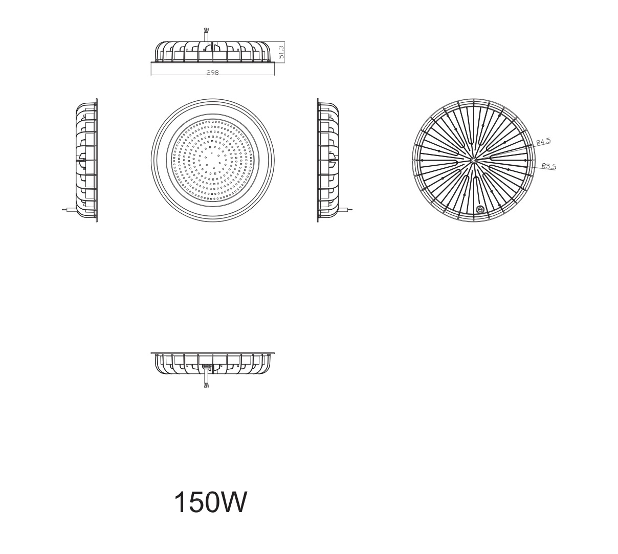 SPP-402-0-50K-150 ЭРА Cветильник cветодиодный подвесной IP65 150Вт 15000Лм 5000К Кп<2% КСС Д (10/120