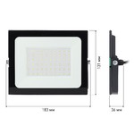 Прожектор светодиодный уличный ЭРА LPR-021-0-30K-050 50Вт 3000К 4000Лм 183х131х36