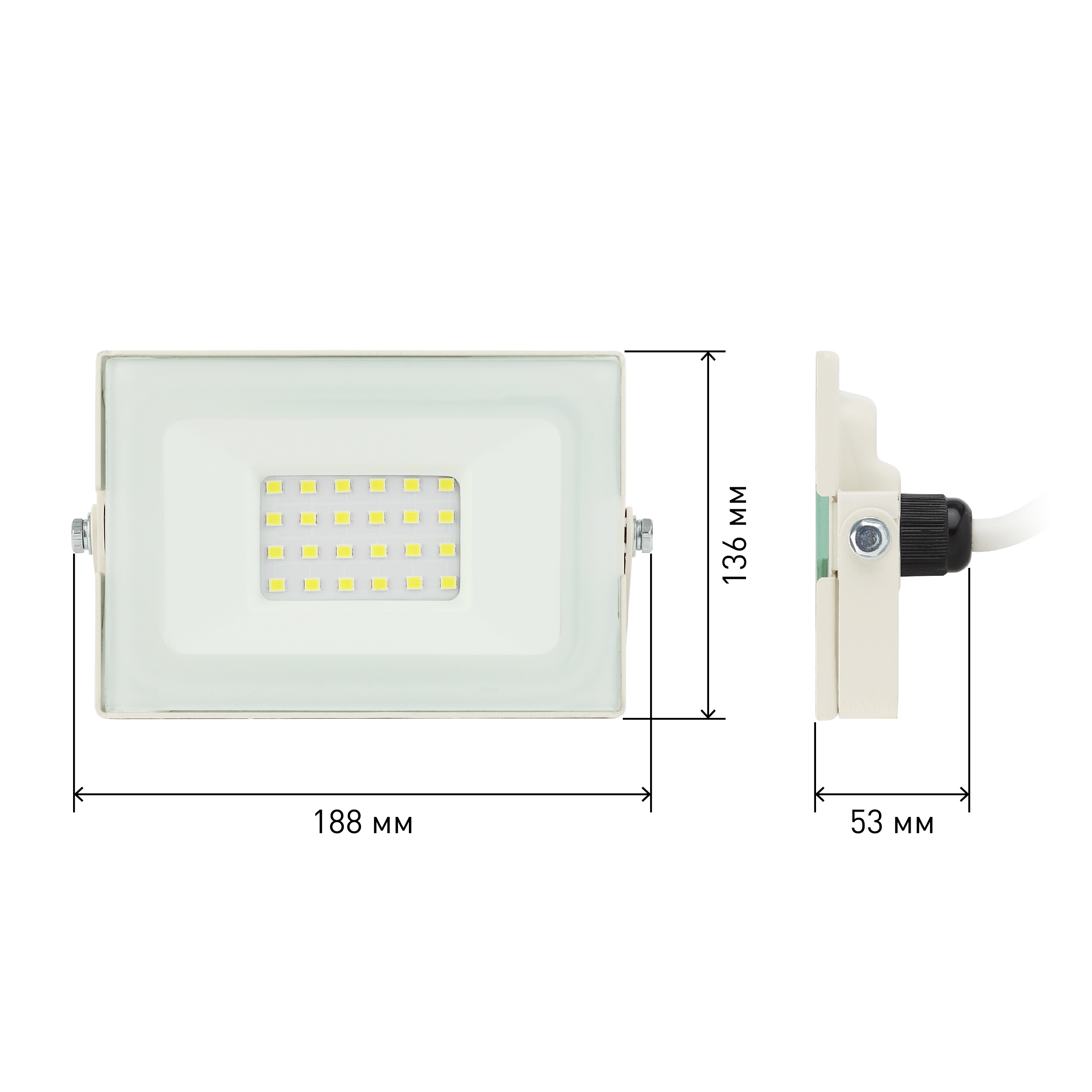 Прожектор светодиодный уличный ЭРА LPR-031-0-65K-020 20Вт 6500К 1600Лм 122x75x35 белый