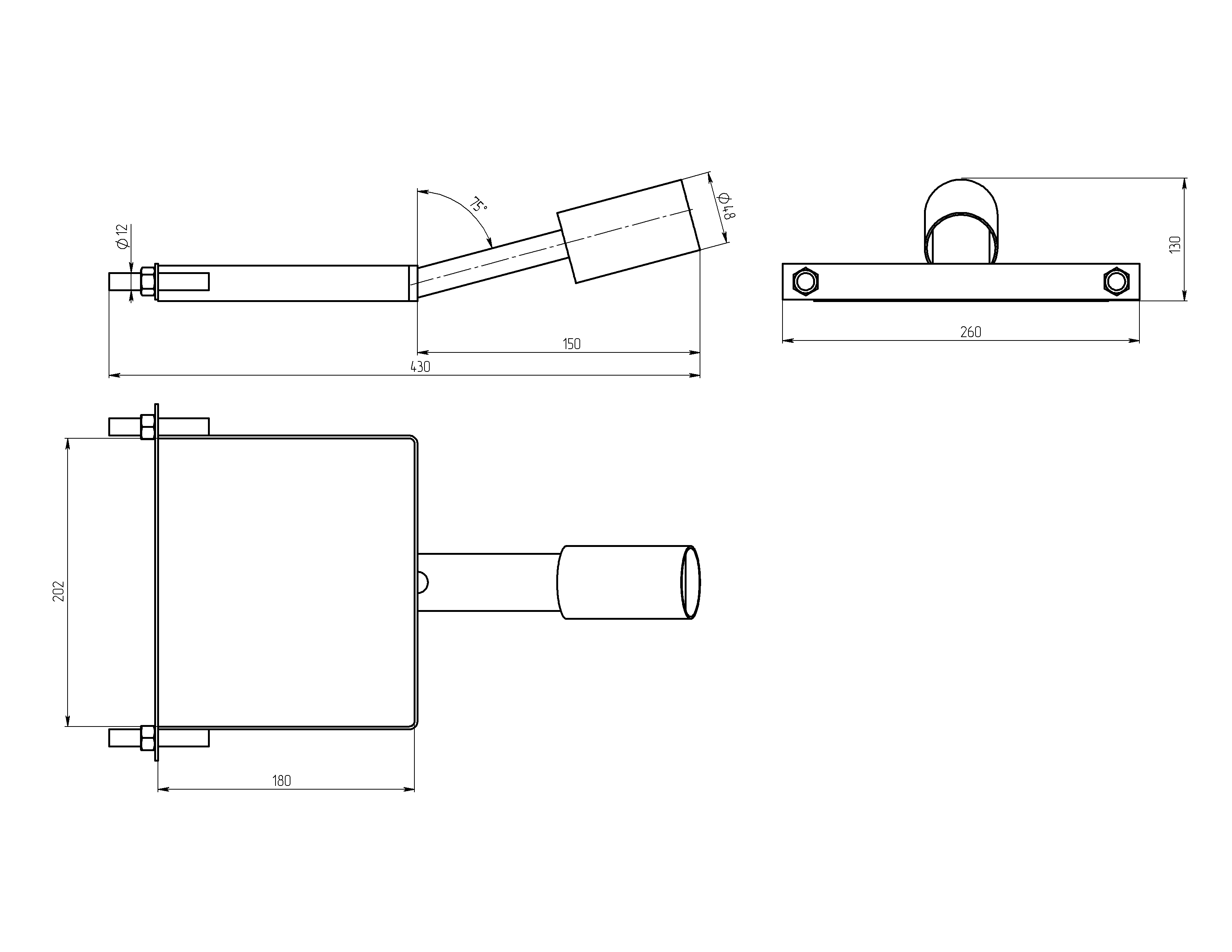 SPP-AC6-0-150-048 ЭРА Кронштейн на столб 430*260*130,   d 48mm (10/200)